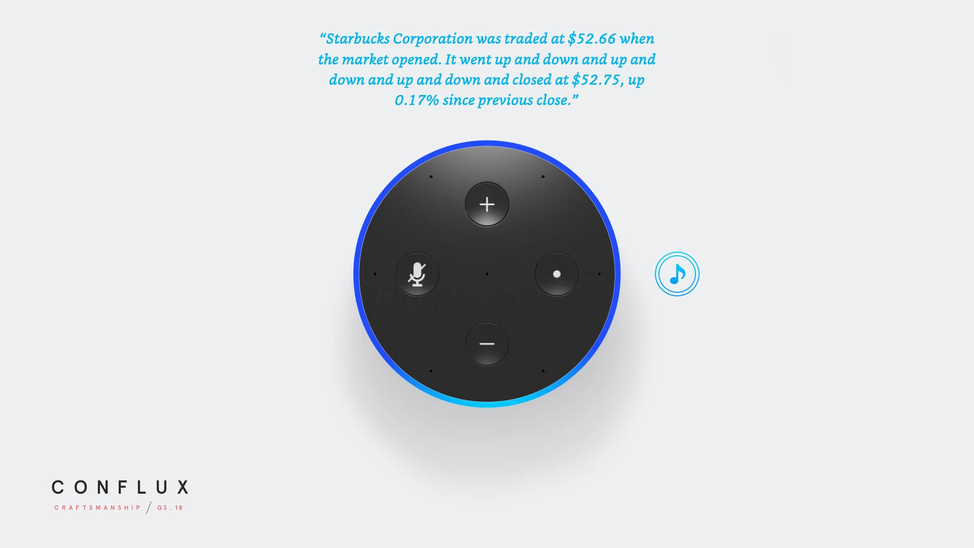 Stock trend delivered only with voice